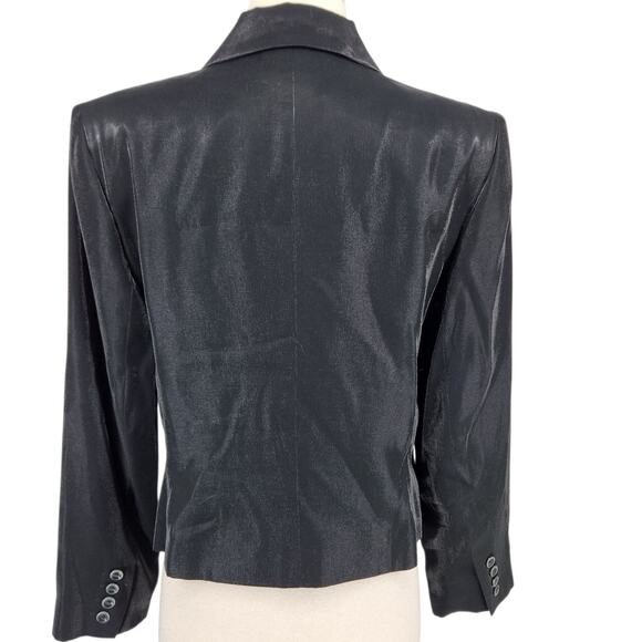 Vintage Harve Benard Black iridescent Shimmer Blazer Evening Jacket Black SZ 8 - Picture 4 of 5